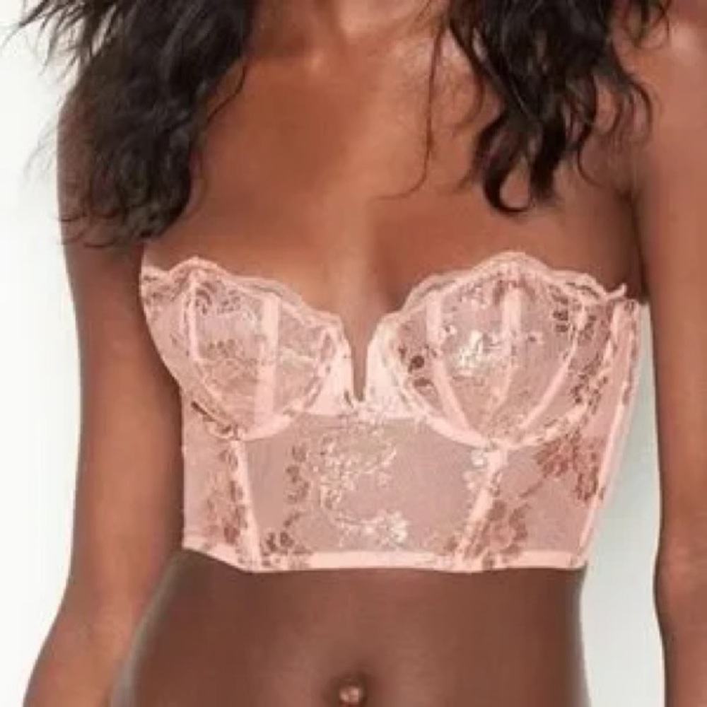 Victoria’s Secret Dream Angels Lace Scallop Bustier floral bra & panty set